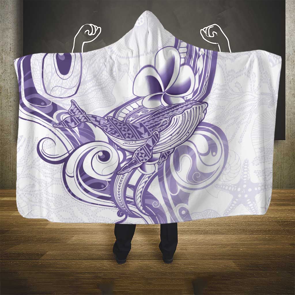 Purple Hawaii Hooded Blanket Humpback Whale Tattoo Polynesian Tribal Ocean Vibes LT14 - Polynesian Pride
