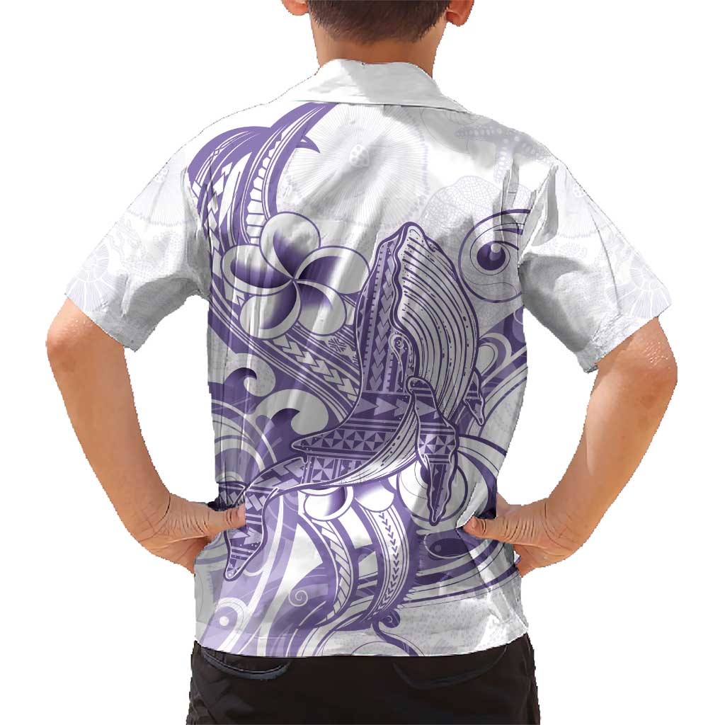 Purple Hawaii Kid Hawaiian Shirt Humpback Whale Tattoo Polynesian Tribal Ocean Vibes