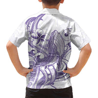Purple Hawaii Kid Hawaiian Shirt Humpback Whale Tattoo Polynesian Tribal Ocean Vibes