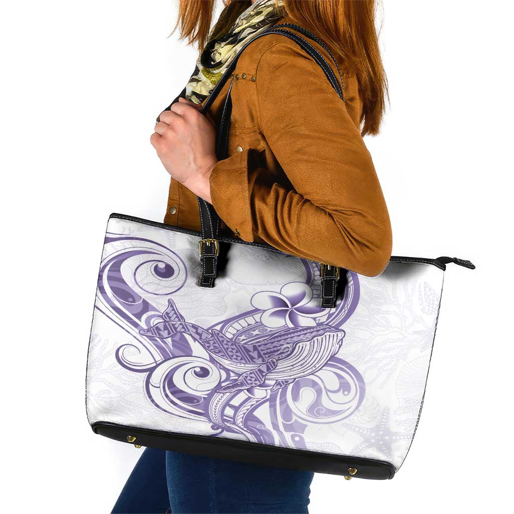 Purple Hawaii Leather Tote Bag Humpback Whale Tattoo Polynesian Tribal Ocean Vibes LT14 Purple - Polynesian Pride