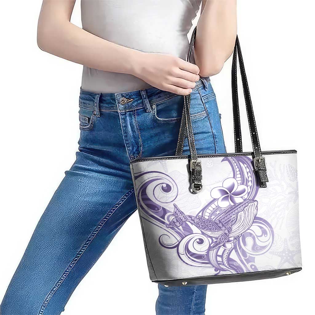 Purple Hawaii Leather Tote Bag Humpback Whale Tattoo Polynesian Tribal Ocean Vibes LT14 - Polynesian Pride