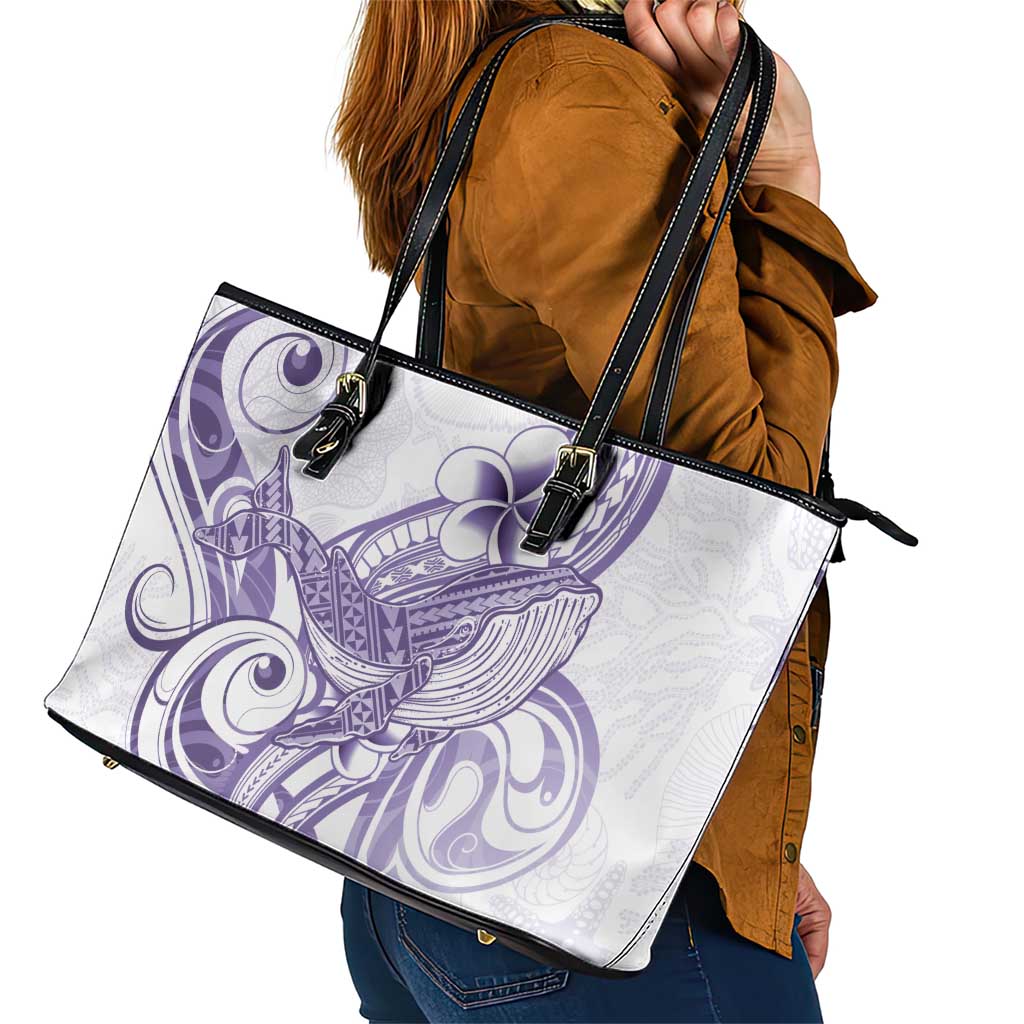 Purple Hawaii Leather Tote Bag Humpback Whale Tattoo Polynesian Tribal Ocean Vibes LT14 - Polynesian Pride