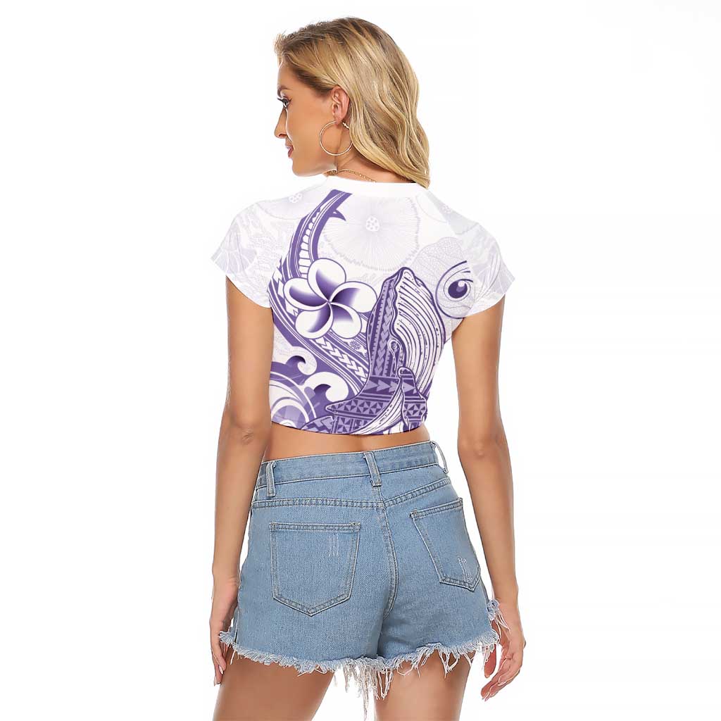 Purple Hawaii Raglan Cropped T Shirt Humpback Whale Tattoo Polynesian Tribal Ocean Vibes