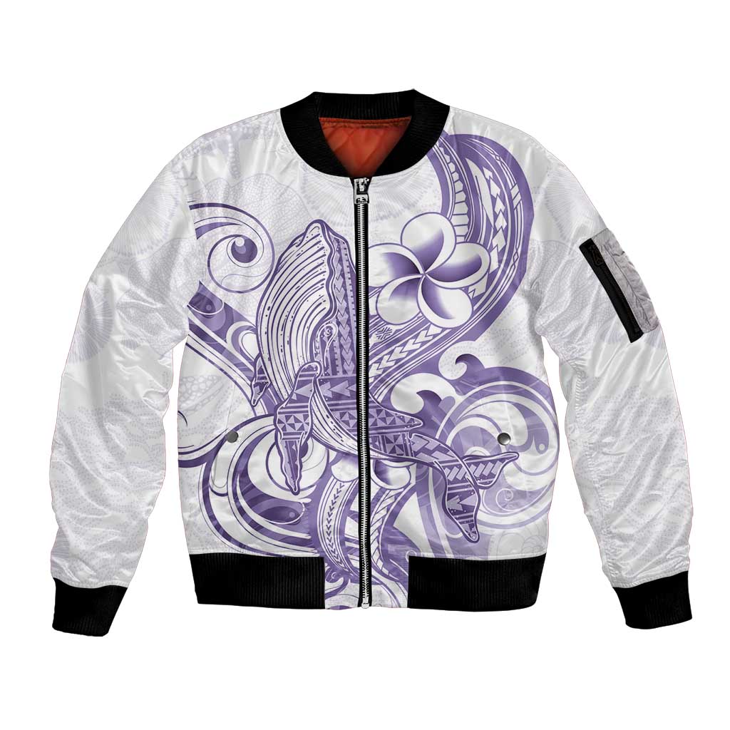 Purple Hawaii Sleeve Zip Bomber Jacket Humpback Whale Tattoo Polynesian Tribal Ocean Vibes