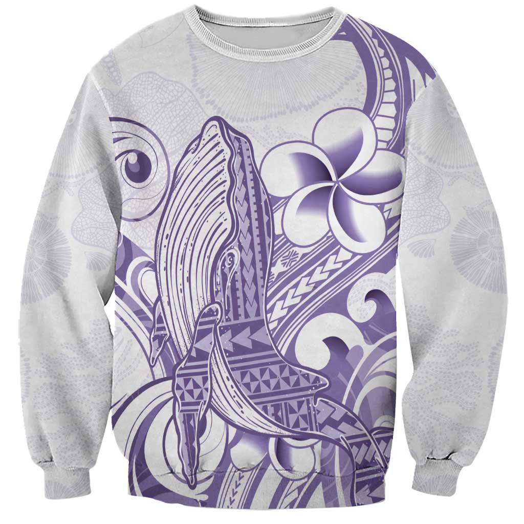 Purple Hawaii Sweatshirt Humpback Whale Tattoo Polynesian Tribal Ocean Vibes LT14 Unisex Purple - Polynesian Pride