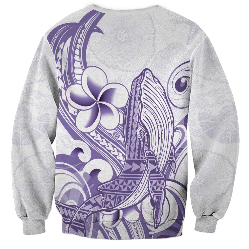 Purple Hawaii Sweatshirt Humpback Whale Tattoo Polynesian Tribal Ocean Vibes LT14 - Polynesian Pride