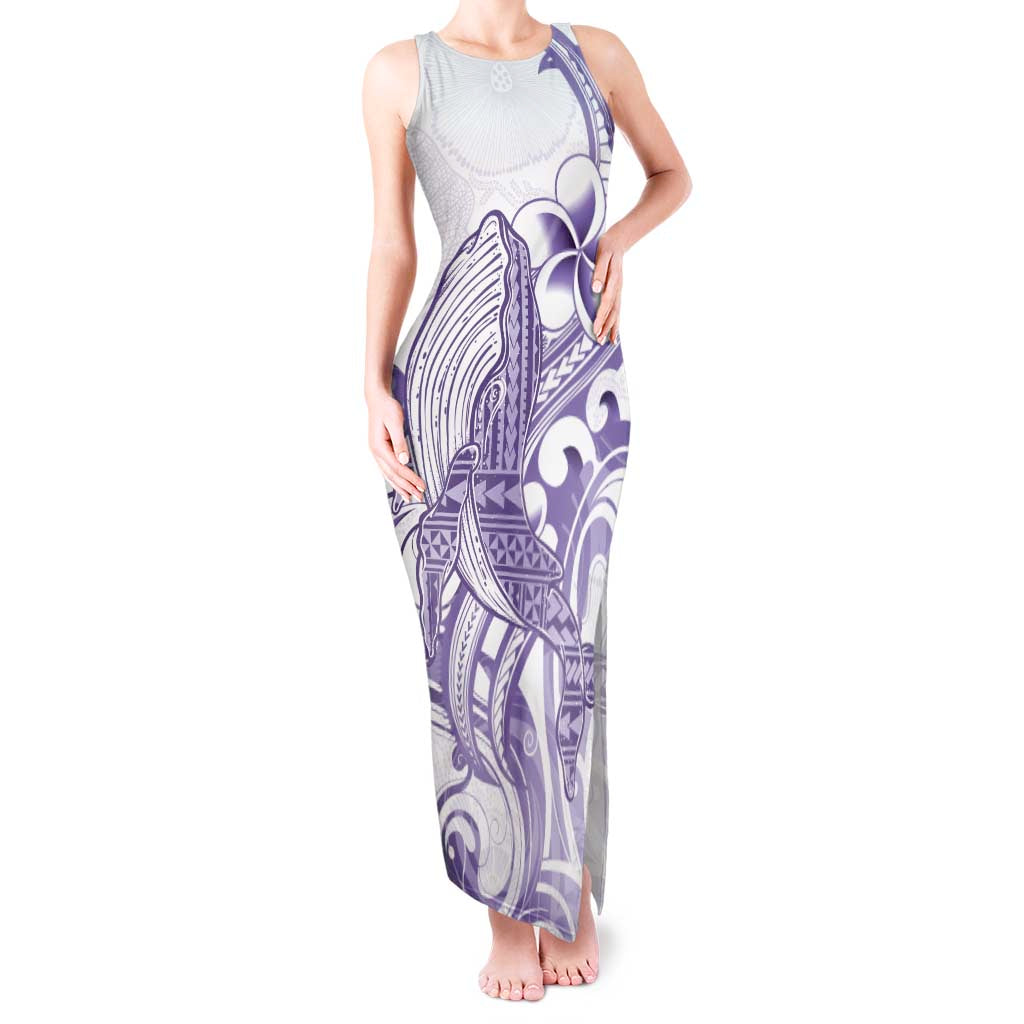 Purple Hawaii Tank Maxi Dress Humpback Whale Tattoo Polynesian Tribal Ocean Vibes LT14 Women Purple - Polynesian Pride