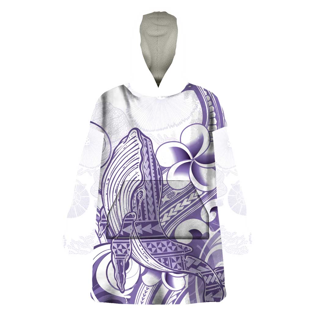 Purple Hawaii Wearable Blanket Hoodie Humpback Whale Tattoo Polynesian Tribal Ocean Vibes LT14 One Size Purple - Polynesian Pride