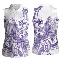 Purple Hawaii Women Sleeveless Polo Shirt Humpback Whale Tattoo Polynesian Tribal Ocean Vibes