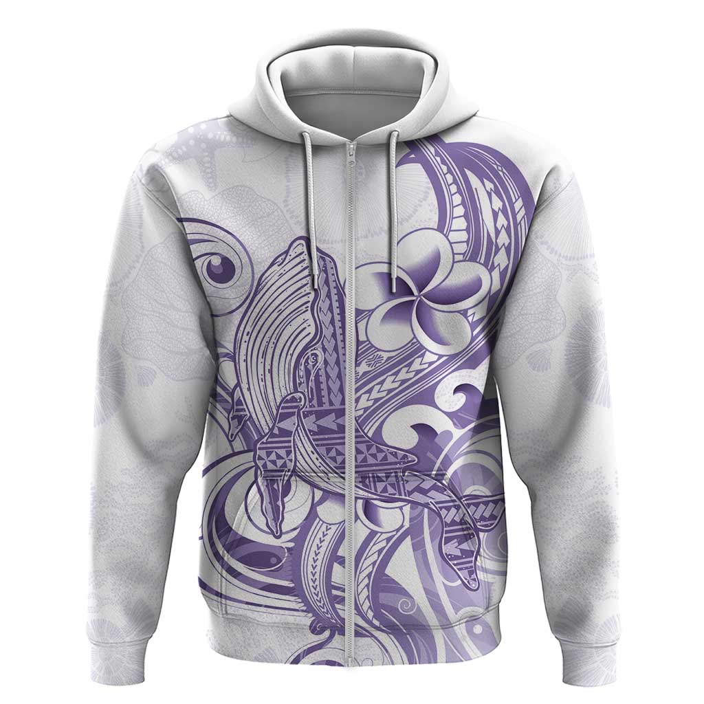 Purple Hawaii Zip Hoodie Humpback Whale Tattoo Polynesian Tribal Ocean Vibes
