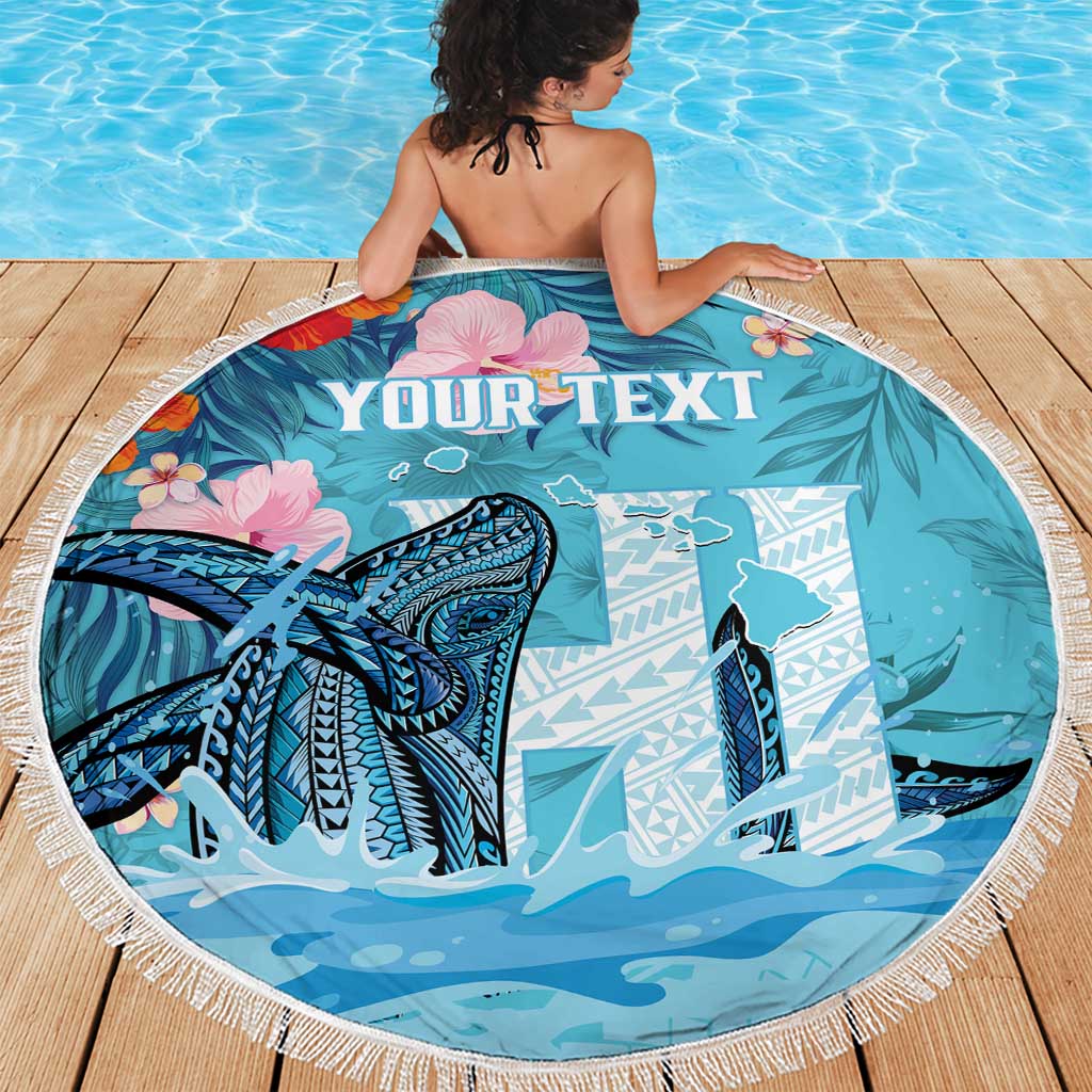 Personalised Hawaii Beach Blanket Humpback Whale Tattoo With Tropical Flowers LT14 - Polynesian Pride