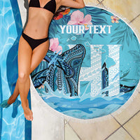 Personalised Hawaii Beach Blanket Humpback Whale Tattoo With Tropical Flowers LT14 - Polynesian Pride