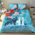 Personalised Hawaii Bedding Set Humpback Whale Tattoo With Tropical Flowers