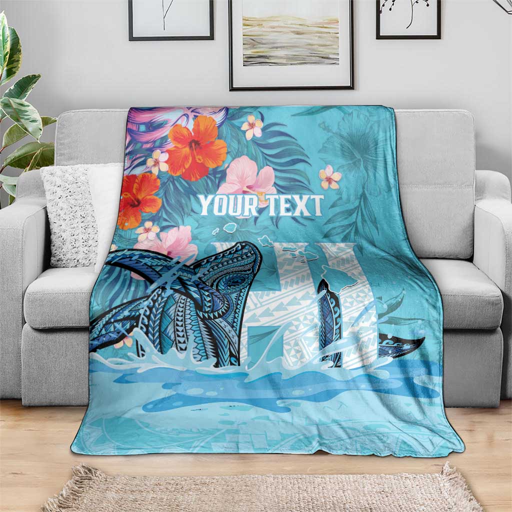 Personalised Hawaii Blanket Humpback Whale Tattoo With Tropical Flowers LT14 - Polynesian Pride