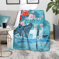 Personalised Hawaii Blanket Humpback Whale Tattoo With Tropical Flowers LT14 - Polynesian Pride