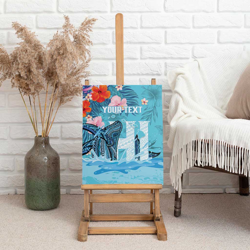 Personalised Hawaii Canvas Wall Art Humpback Whale Tattoo With Tropical Flowers LT14 - Polynesian Pride