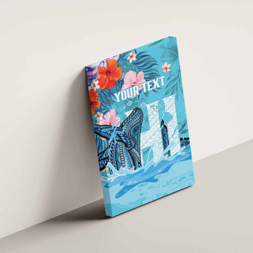 Personalised Hawaii Canvas Wall Art Humpback Whale Tattoo With Tropical Flowers LT14 - Polynesian Pride