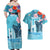 Personalised Hawaii Couples Matching Off Shoulder Maxi Dress and Hawaiian Shirt Humpback Whale Tattoo With Tropical Flowers