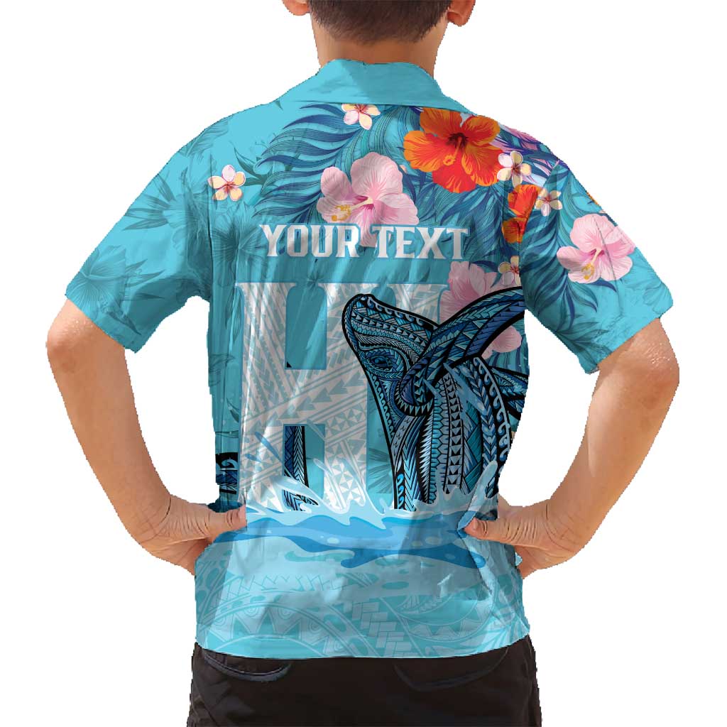 Personalised Hawaii Family Matching Summer Maxi Dress and Hawaiian Shirt Humpback Whale Tattoo With Tropical Flowers