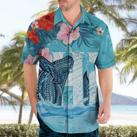 Personalised Hawaii Hawaiian Shirt Humpback Whale Tattoo With Tropical Flowers LT14 - Polynesian Pride
