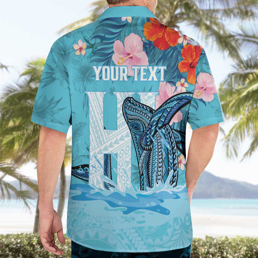 Personalised Hawaii Hawaiian Shirt Humpback Whale Tattoo With Tropical Flowers LT14 - Polynesian Pride