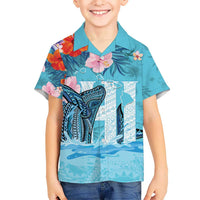 Personalised Hawaii Hawaiian Shirt Humpback Whale Tattoo With Tropical Flowers LT14 - Polynesian Pride