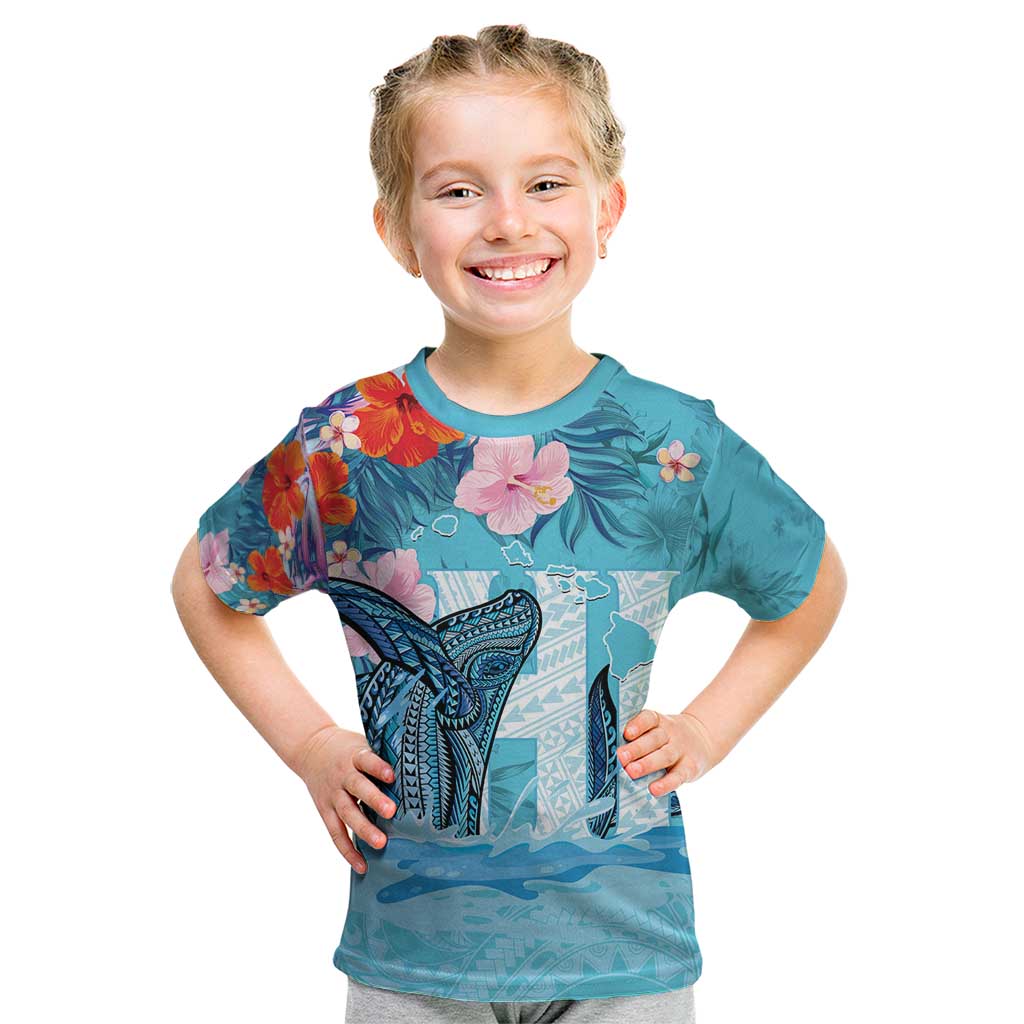 Personalised Hawaii Kid T Shirt Humpback Whale Tattoo With Tropical Flowers