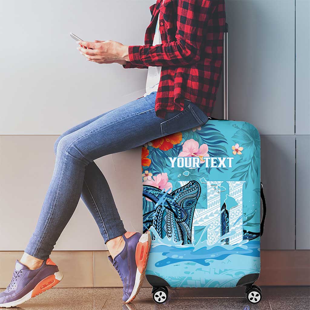 Personalised Hawaii Luggage Cover Humpback Whale Tattoo With Tropical Flowers
