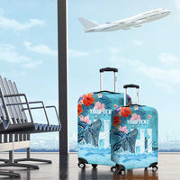 Personalised Hawaii Luggage Cover Humpback Whale Tattoo With Tropical Flowers