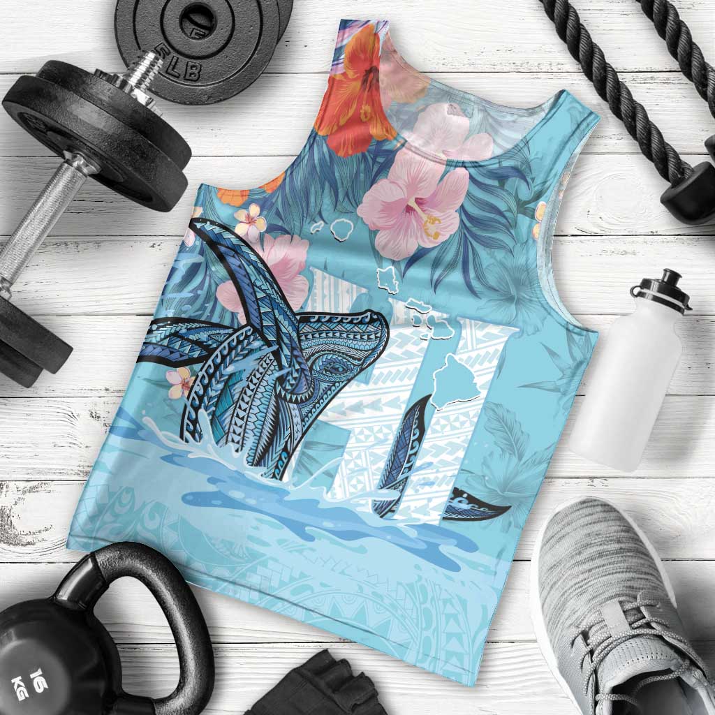 Personalised Hawaii Men Tank Top Humpback Whale Tattoo With Tropical Flowers LT14 - Polynesian Pride