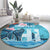 Personalised Hawaii Round Carpet Humpback Whale Tattoo With Tropical Flowers