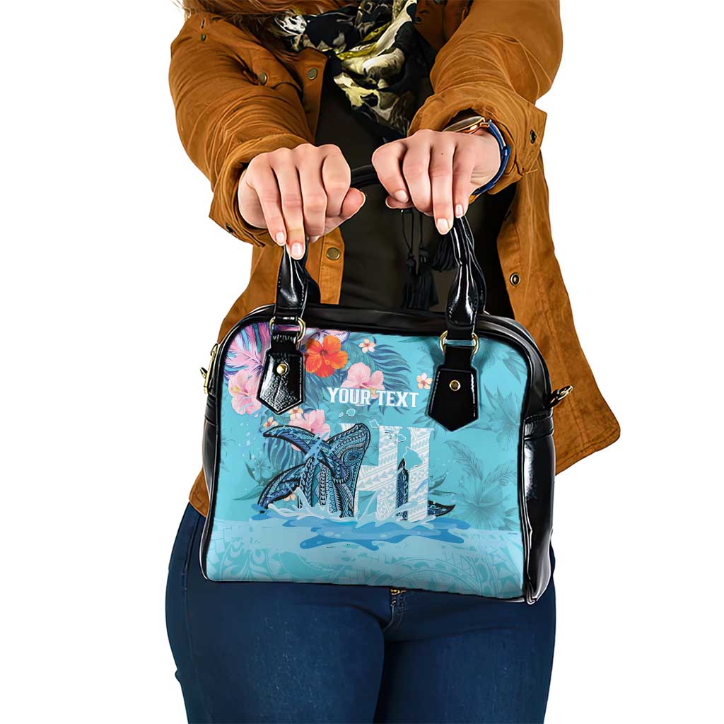 Personalised Hawaii Shoulder Handbag Humpback Whale Tattoo With Tropical Flowers