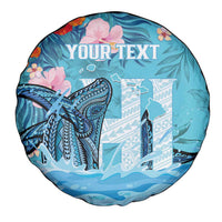 Personalised Hawaii Spare Tire Cover Humpback Whale Tattoo With Tropical Flowers LT14 - Polynesian Pride
