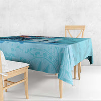 Personalised Hawaii Tablecloth Humpback Whale Tattoo With Tropical Flowers LT14 - Polynesian Pride
