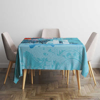 Personalised Hawaii Tablecloth Humpback Whale Tattoo With Tropical Flowers LT14 - Polynesian Pride