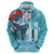 Personalised Hawaii Zip Hoodie Humpback Whale Tattoo With Tropical Flowers