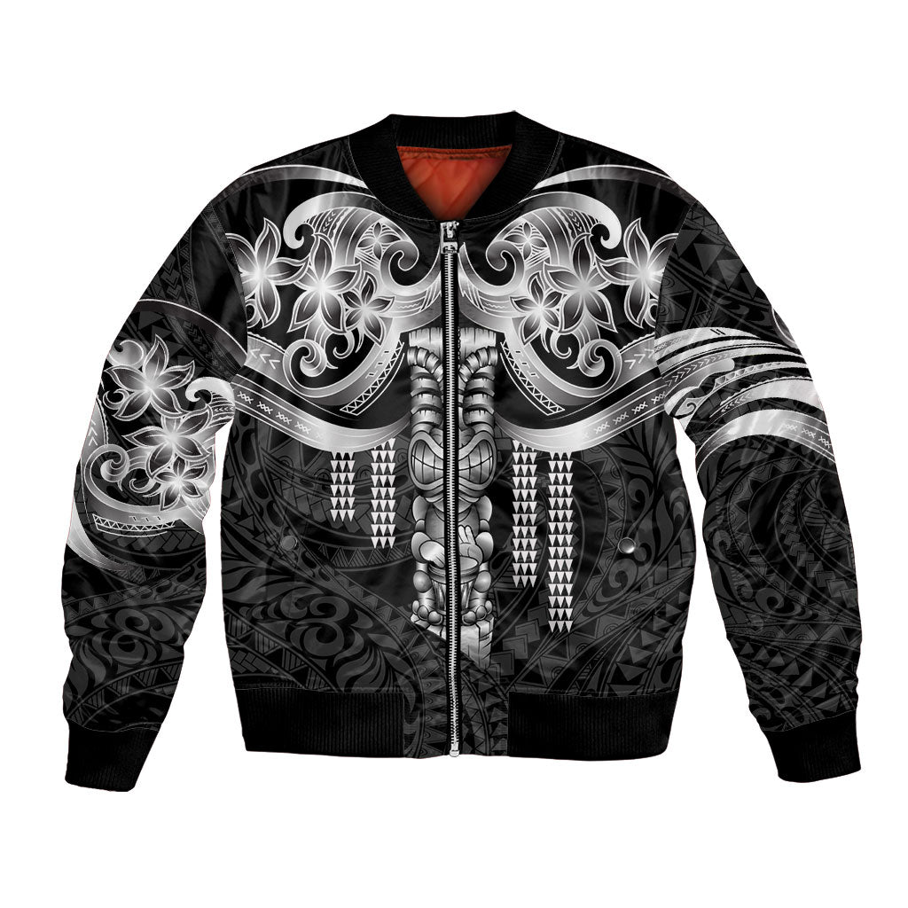 Tiki Drum Hawaii Bomber Jacket Hawaiian Kakau Tattoo Style