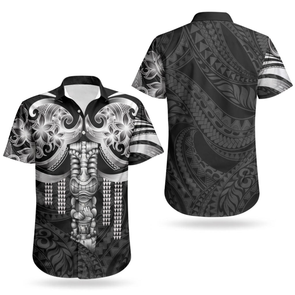Tiki Drum Hawaii Couples Matching Off Shoulder Maxi Dress and Hawaiian Shirt Hawaiian Kakau Tattoo Style LT14 - Polynesian Pride