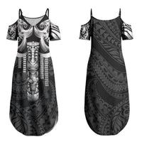 Tiki Drum Hawaii Couples Matching Summer Maxi Dress and Hawaiian Shirt Hawaiian Kakau Tattoo Style LT14 - Polynesian Pride
