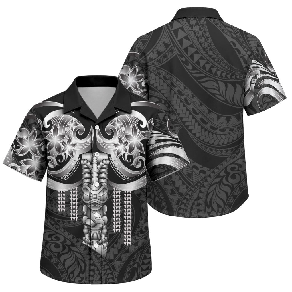 Tiki Drum Hawaii Family Matching Mermaid Dress and Hawaiian Shirt Hawaiian Kakau Tattoo Style LT14 Son's Shirt Black - Polynesian Pride