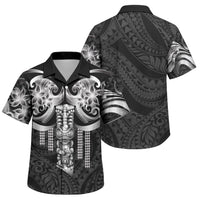 Tiki Drum Hawaii Family Matching Puletasi and Hawaiian Shirt Hawaiian Kakau Tattoo Style LT14 Son's Shirt Black - Polynesian Pride