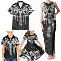 Tiki Drum Hawaii Family Matching Tank Maxi Dress and Hawaiian Shirt Hawaiian Kakau Tattoo Style LT14 - Polynesian Pride
