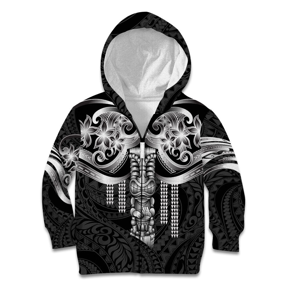 Tiki Drum Hawaii Kid Hoodie Hawaiian Kakau Tattoo Style LT14 Zip Hoodie Black - Polynesian Pride