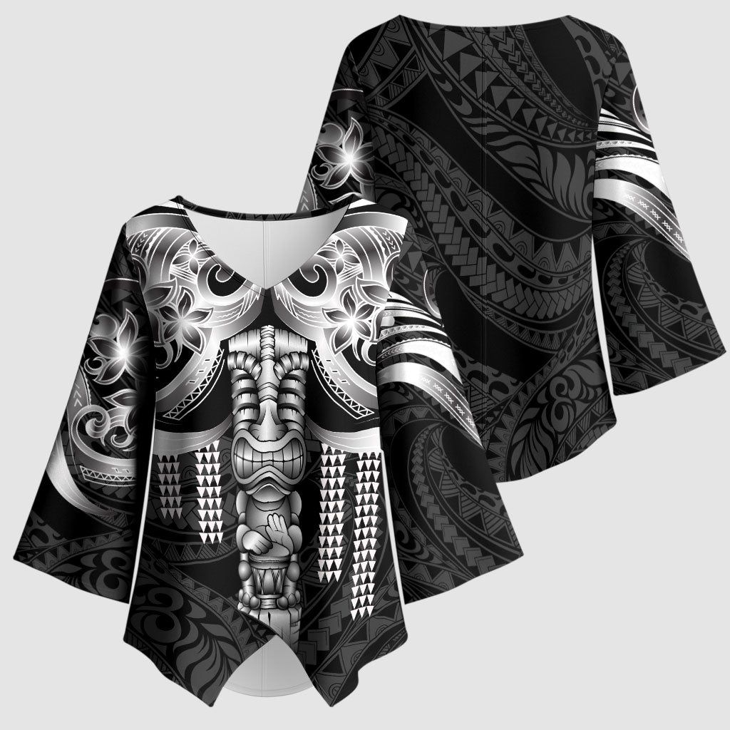 Tiki Drum Hawaii Kimono Sleeve Blouse Hawaiian Kakau Tattoo Style