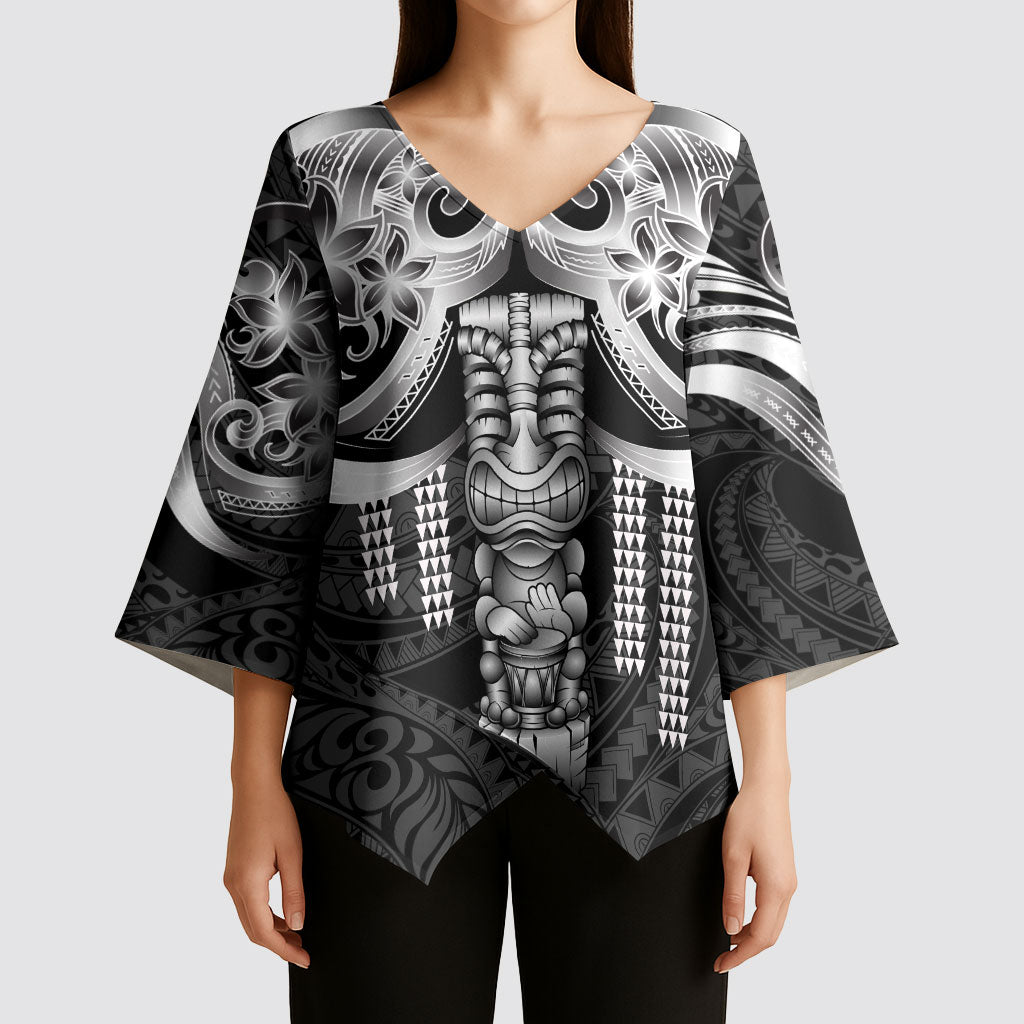 Tiki Drum Hawaii Kimono Sleeve Blouse Hawaiian Kakau Tattoo Style