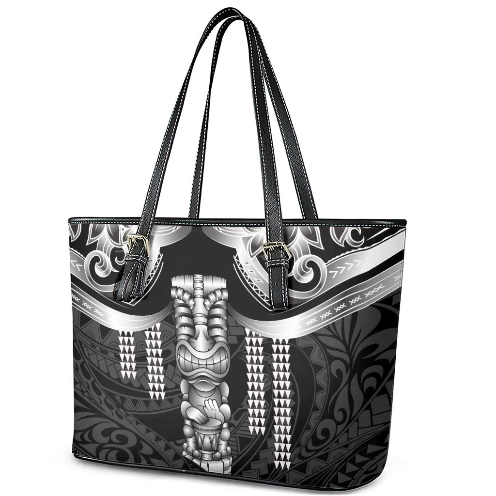 Tiki Drum Hawaii Leather Tote Bag Hawaiian Kakau Tattoo Style LT14 - Polynesian Pride