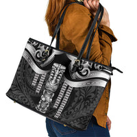 Tiki Drum Hawaii Leather Tote Bag Hawaiian Kakau Tattoo Style LT14 - Polynesian Pride