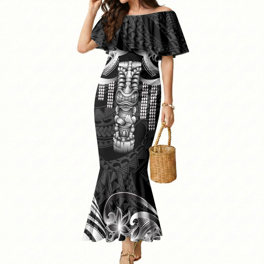 Tiki Drum Hawaii Mermaid Dress Hawaiian Kakau Tattoo Style