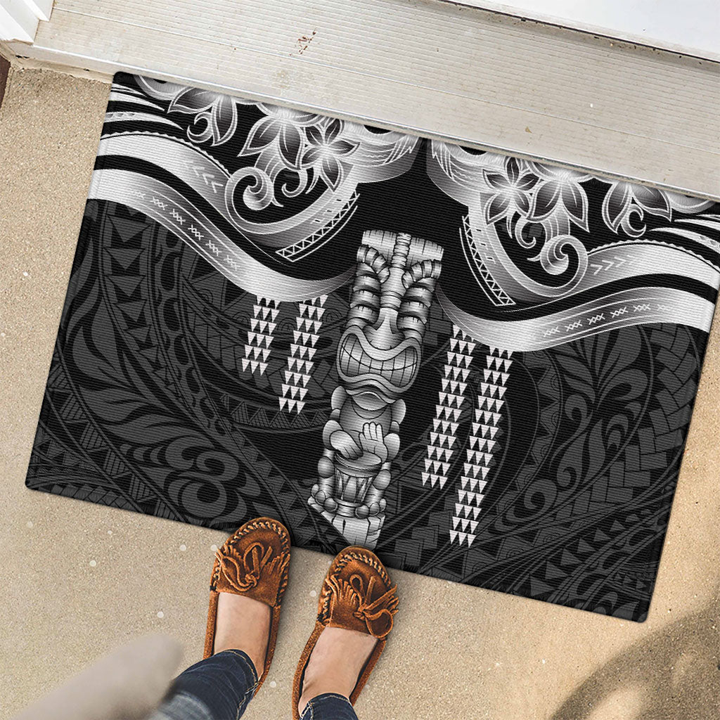 Tiki Drum Hawaii Rubber Doormat Hawaiian Kakau Tattoo Style
