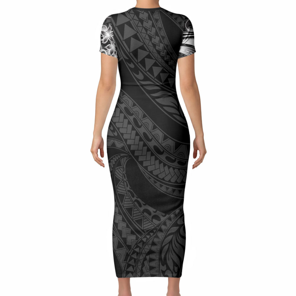 Tiki Drum Hawaii Short Sleeve Bodycon Dress Hawaiian Kakau Tattoo Style LT14 - Polynesian Pride